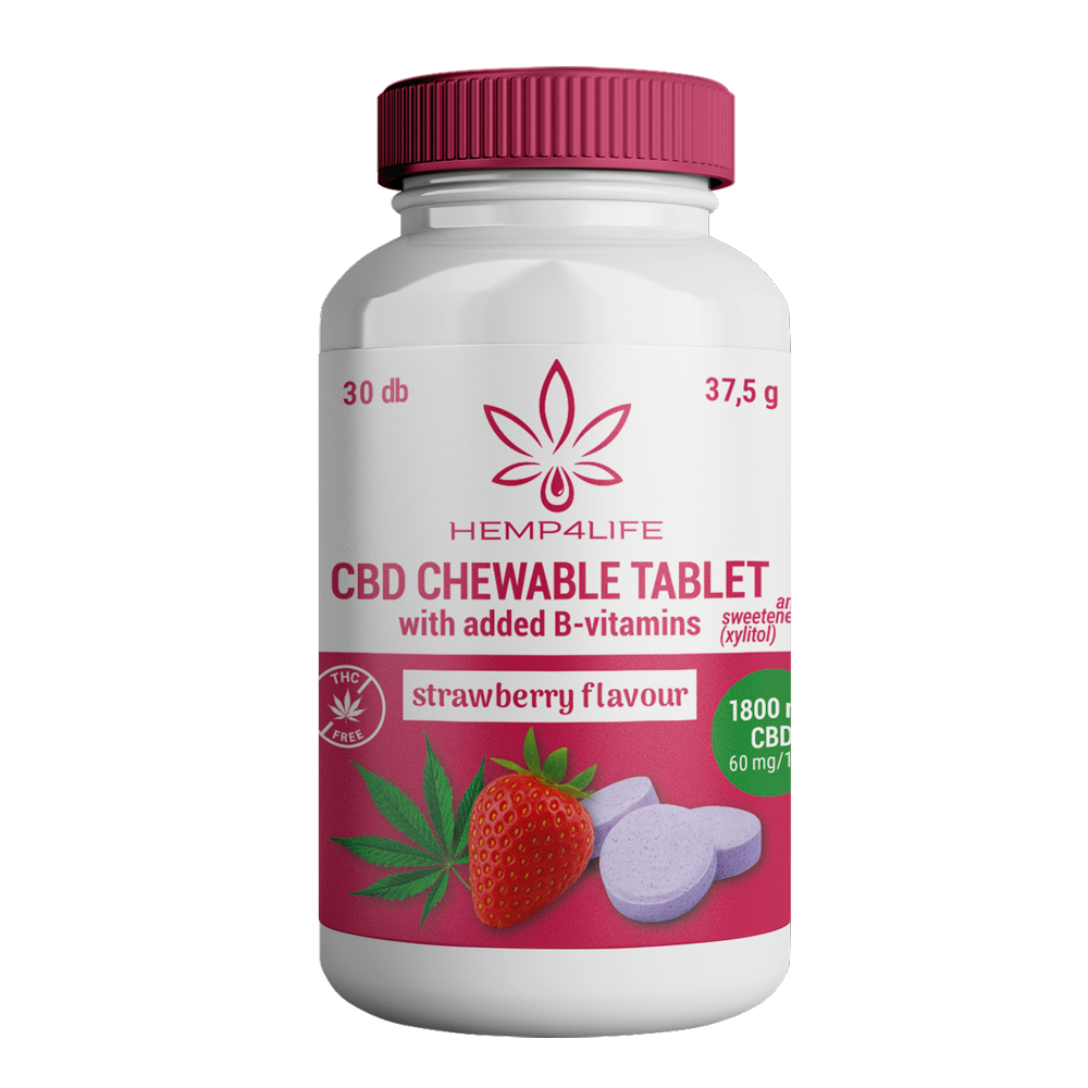 Hemp4Life rágótabletta (epres) 30db 1800mg CBD (60mg/db) Hemp4Life rágótabletta (epres) 30db 1800mg CBD (60mg/db)